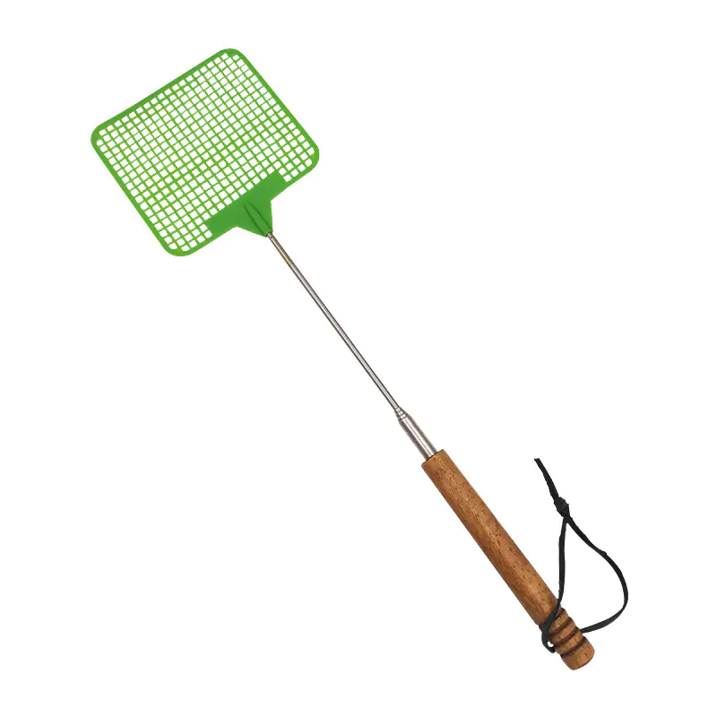 Mini Stainless Steel Telescopic Fly Swatter with Wooden Handle