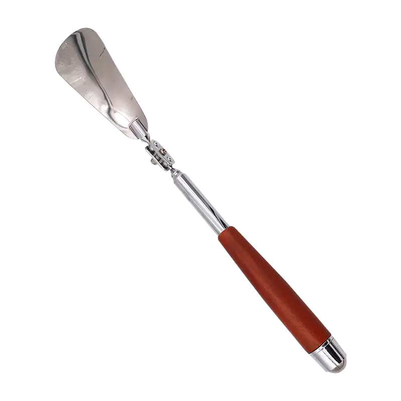 Telescopic Shoe Horn with Wooden Handle and Massage Ball