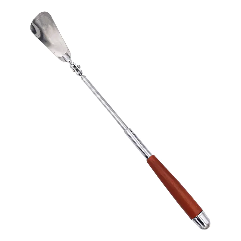 Telescopic Shoe Horn with Wooden Handle and Massage Ball