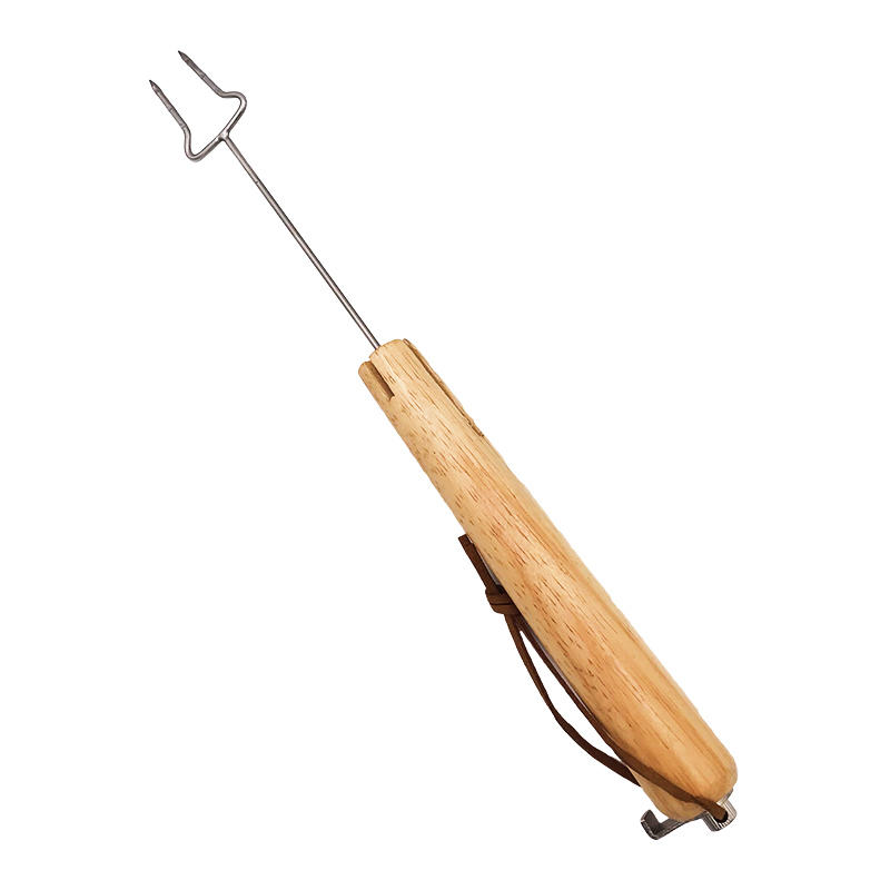 Extendable Stick Barbecue Stainless Steel BBQ Grill Tool with Wooden Handle and Hang Rope